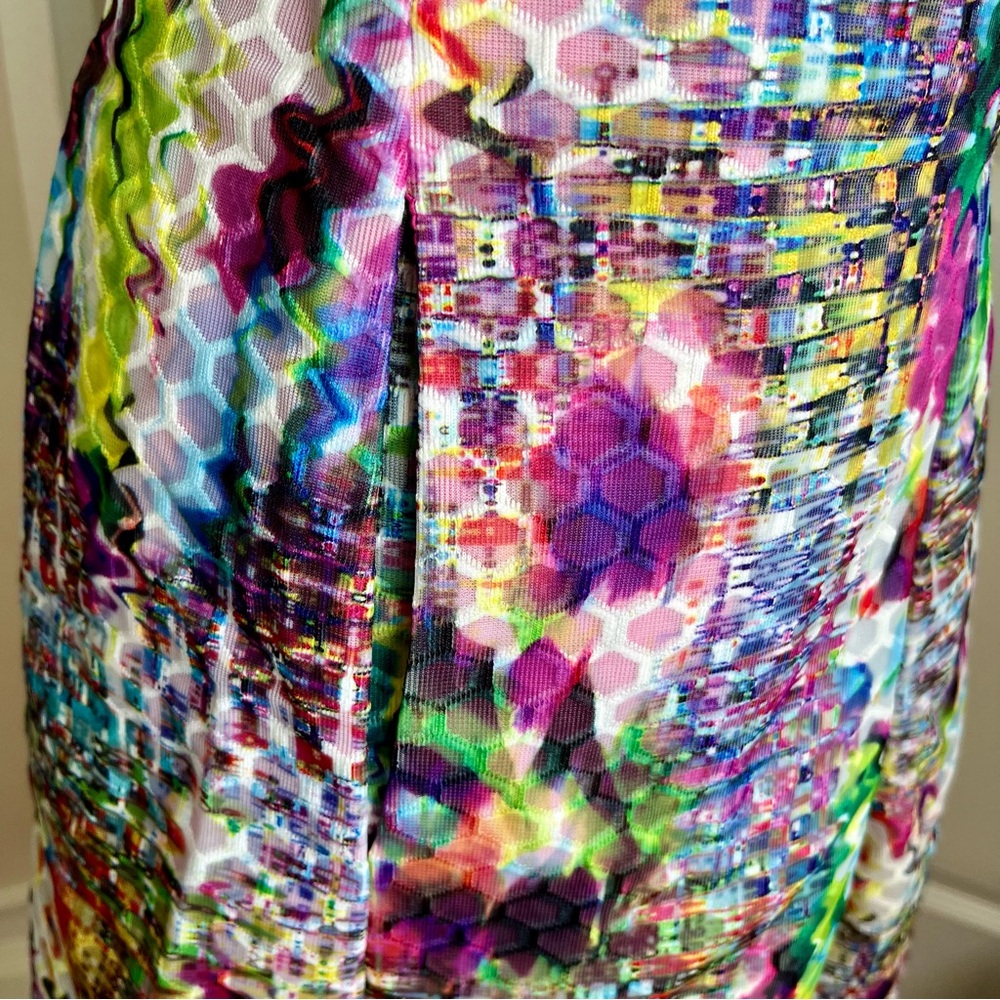 NY & Co Sleeveless Fit & Flare Art Print Dress Pink Sz 8P - Picture 8 of 16